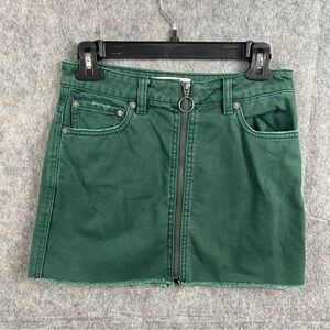 We The Free Womens‎ Size 28 Denim Front Zipper Mini Skirt Green